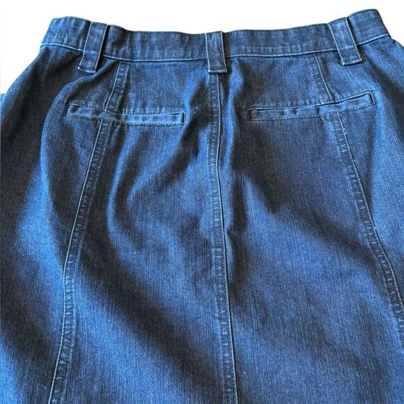 LL Bean Classic Fit Dark Wash Denim Jean Skirt Womens Size 10 Petite - Picture 5 of 9